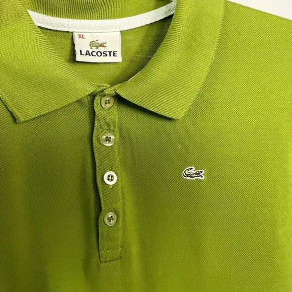 Lacoste Women's polo shirt in green, four-button placket, XL - Picture 3 of 8